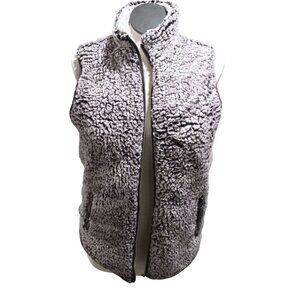 Thread & Supply Womens Sherpa Zip-Up Vest Medium 100% Polyester Brown